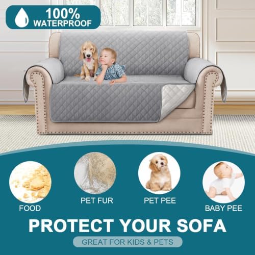 Turquoize 100% Waterproof Sofa Covers Couch Cover for Dogs, Loveseat 47" - Image 2