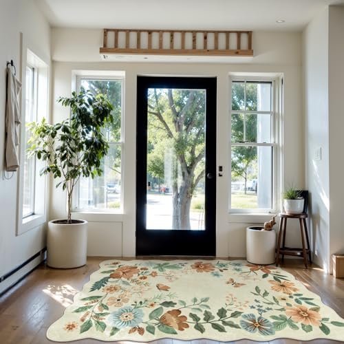 Lahome Floral Bedroom Rug, 4x6 Washable Rugs for Living Room Dining Room - Image 4