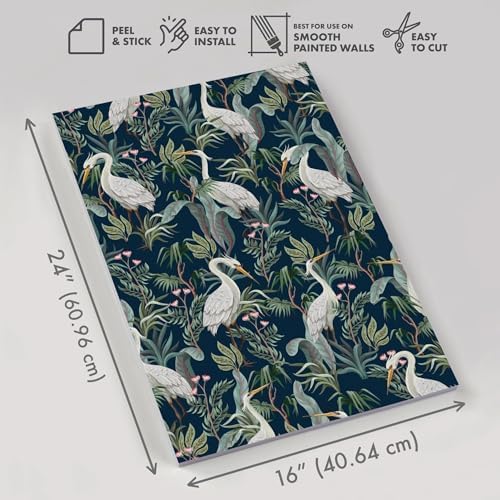 Peel and Stick Wallpaper Panels, Blue No Egrets, 8-Pack | 16 x 24 in panel size; Covers up to 21.33 sq ft; Vinyl peel & stick; No paste needed; Great for walls, shelves & cabinets. - Image 7