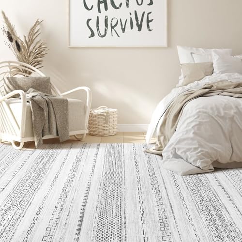 Nakagishi Boho 3x5 Area Rug Living Room Rugs Machine Washable Gray - Image 4