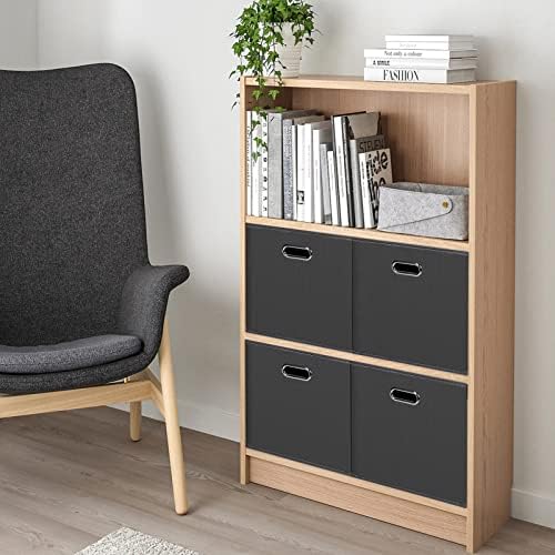 Black Foldable Storage Cubes Bins , Fabric Storage Box Cubes Organizer Baskets with Dual Handles for Home Organizer(Grey) - Image 4