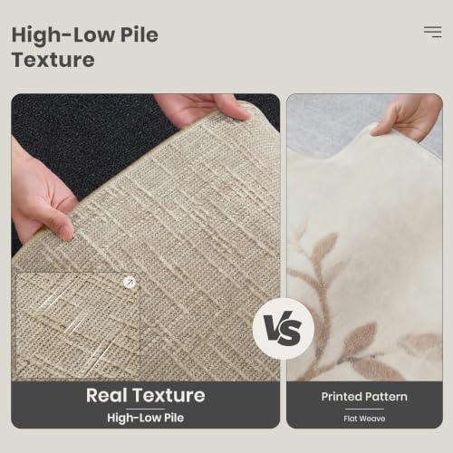 Valenrug 2x8 Hallway Runner Rug, High-Low Pile Textured Washable Rug Beige - Image 6
