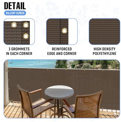 E&K Sunrise 3' x 320' Balcony Privacy Fence Screen Cover with Zip Ties Outdoor Screen Fence UV Protection for Deck Patio Backyard Apartment Pool Porch (Brown) - Image 4