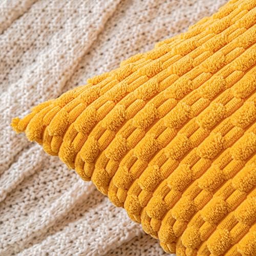 MIULEE Decorative Throw Pillow Covers 18x18 Golden Yellow Textured Corduroy - Image 2