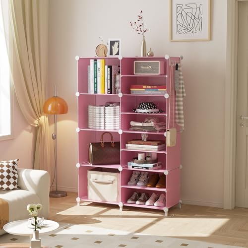 AWTATOS Closet Organizer 8 Cube Storage Shelves, Pink - Image 2