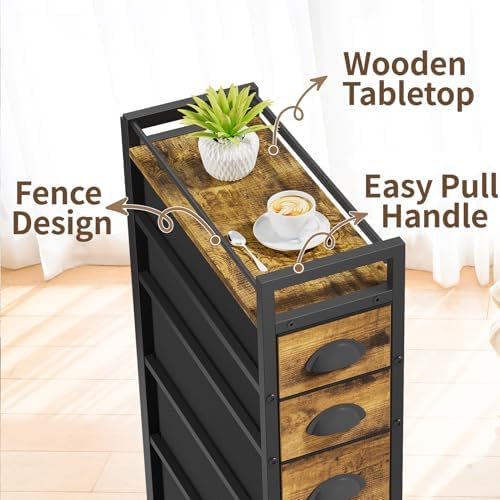 LASZOLA Narrow Cabinet Slim Storage Cart for Bathroom Small Space, 5 Tier - Image 6