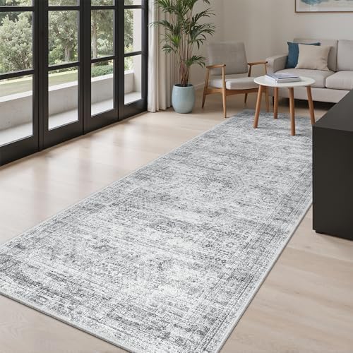Soalmost Washable Hallway Runner Rug 4x8 Kitchen Entry Rugs Non-Slip, Grey - Image 3