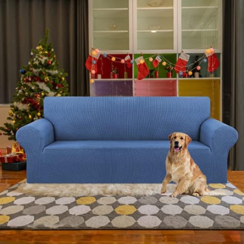 KEKUOU Stretch Couch Covers for Sofa, 3 Cushion Couch Slipcover,Riverside - Image 2