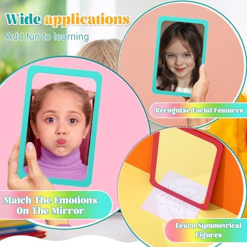 Dandat 10 Pcs 6x4 Shatter Proof Unbreakable Kids Mirrors, Fresh Colors - Image 4