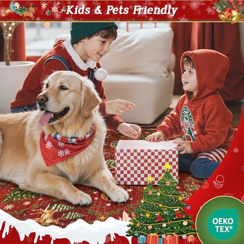 Madane Christmas Kitchen Runner Rug 2x5, Washable Red Hallway Rugs Non-Slip - Image 6