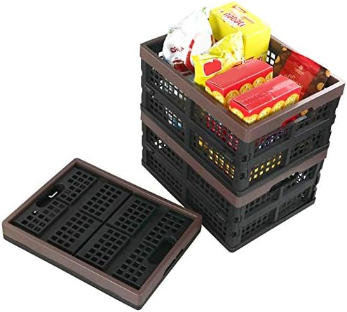 Kekow 15 L Black Plastic Collapsible Storage Basket, Folding Crates Storage, Set of 3 - Image 5