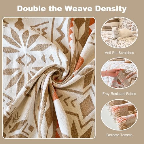Couch Cover for Dogs Washable Sofa Cover, Sectional Couch Covers, Sofa Covers for 2 Cushion Couch, Non Slip Stripe Sofa Slipcovers Furniture Protector (Khaki Orange, 71 * 134) - Image 4