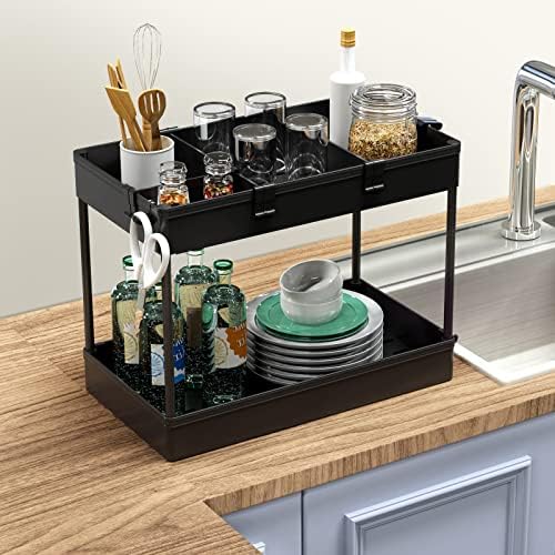 SPACELEAD 4 Tier Rolling Cart with Wheels, Storage Craft Art Trolley Organizer Serving, 3 Hanging Baskets Easy Assembly, for Office, Living Room, Kitchen - Image 4