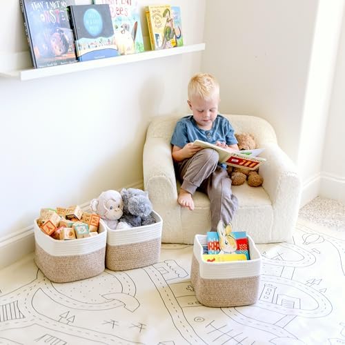 NaturalCozy Storage Cubes 9”x9”x7”Cotton Rope Woven Baskets for Organizing 3-Pack | 9 Inch Cube Storage Bin | Small Basket for Shelf Nursery, Pantry, Decorative Plant, Bathroom Closet, Toy Gift - Image 4