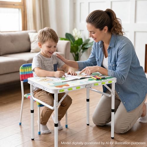 Yriuat Folding Camping Table 2ft Portable Picnic Table, Jurassic Camp - Image 2