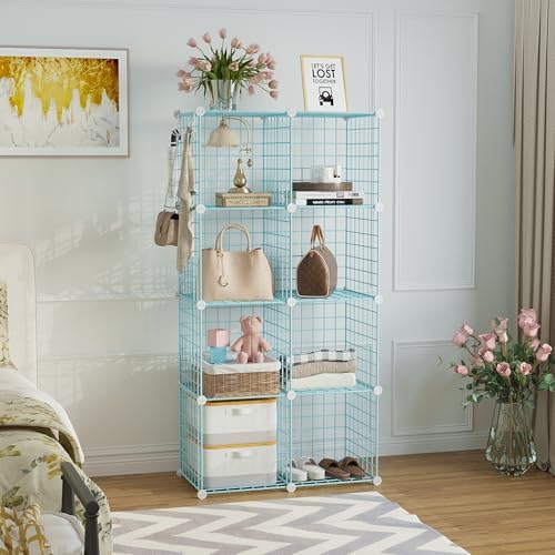 C&AHOME Wire Cube Storage, 8 - Cube Organizer Metal C Grids Units, Blue - Image 2