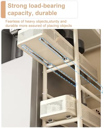 UMDONX 4-Tier Narrow Mobile Storage Cart with Pull-Out Baskets - Image 4