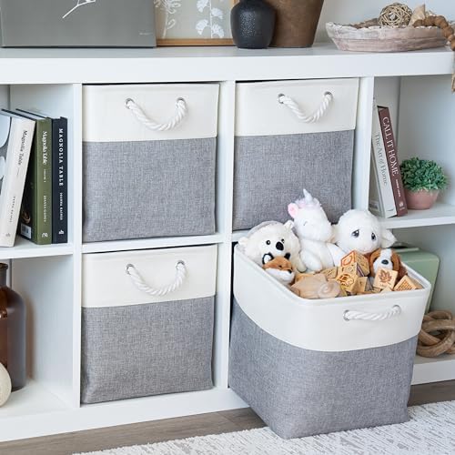 OrganiHaus 13x13 Cube Storage Bins, 4-Pack Fabric Cubes, Rope Handles - Image 3