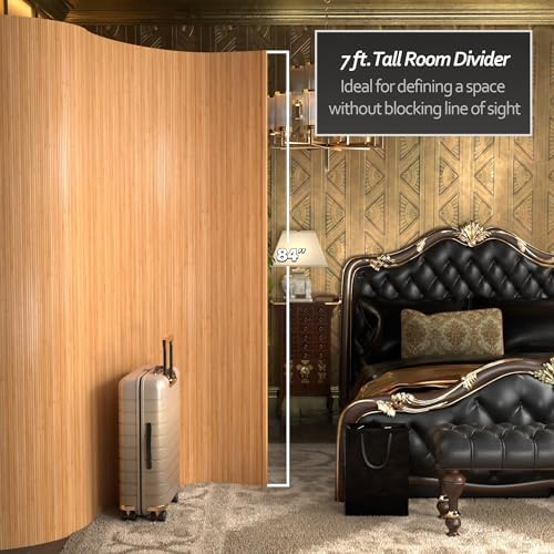 Red Lantern 7 ft. Tall Bamboo Wave Screen - Honey - Image 4