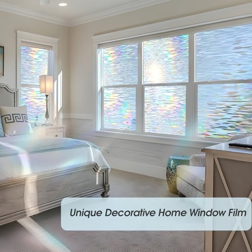 KESPEN Decorative Stained Glass Window Film, Laser Rhombic, 23.6In X13.1Ft - Image 6