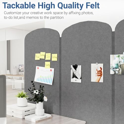 5-Panel Portable Room Divider, 123'' x 71'' Office Partition,Dark Grey - Image 7