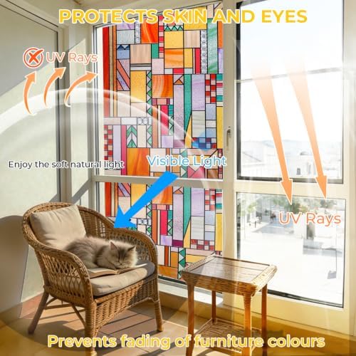OHTMERU 3D Stained Glass Window Privacy Film Decorative Non-Adhesive - Image 3