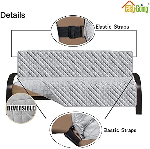 Easy-Going Reversible Couch Cover, Large Futon Sofa, Light Gray/Light Gray - Image 3