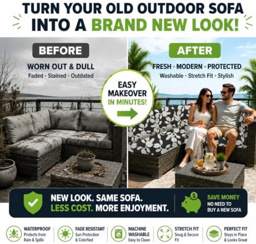 8 Pcs Outdoor Cushion Covers, Patio Sofa Cushion Covers Replacement - Image 3