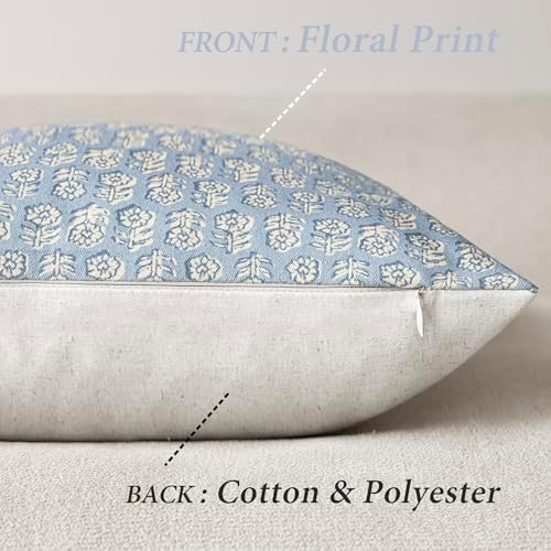 Foindtower Decorative Floral Print Throw Pillow Covers 18×18 Powder Blue - Image 2