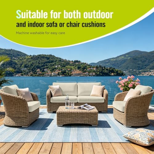 8Pcs Outdoor Cushion Covers, Stretch Patio Furniture Couch Chair Slipcovers - Image 6