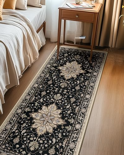 RELEANY Washable Area Rug, Runner 2'x6', Black/Neutral - Image 4