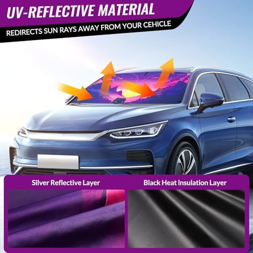 Car Windshield Sun Shade, Foldable Reflective UV Front Sunshade - Image 4