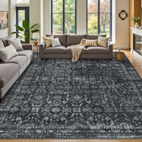 Rugxara Black 9x12 Area Rugs for Living Room Bedroom Large Washable Rug - Image 4