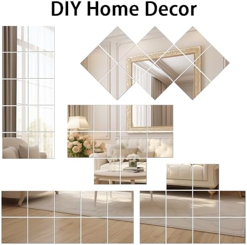 Vlush Adhesive Mirror Tiles 12'' x 12'' x 10PCS Home Gym Decor Full Body & Full Length Mirrors Wall Mounted Mirrors Decorative for Home Gym, Door, Bedroom & Bathroom - Image 6