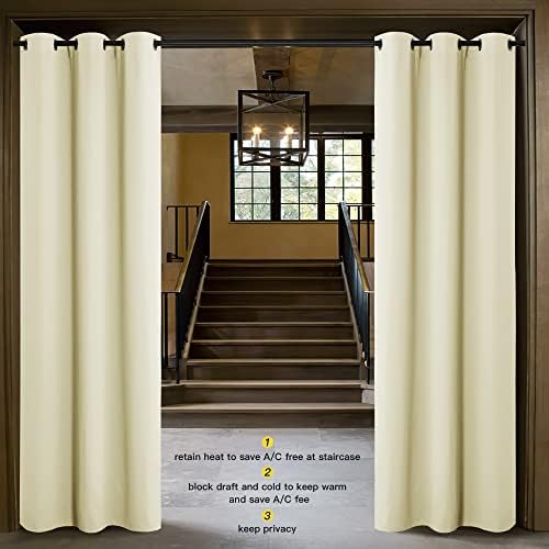 NICETOWN Door Divider Curtain for Doorway, Bedroom Closet Door Cover, Privacy Curtain for Room Divider Garage Window Bathroom Door Dressing Changing Fitting Decor (1 Piece, 8ft Tall x 5ft Wide, Beige) - Image 2