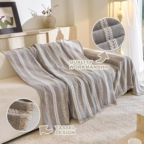 Couch Cover for Dogs Washable Sofa Cover, Sectional Couch Covers, Sofa Covers for 2 Cushion Couch, Non Slip Stripe Sofa Slipcovers Furniture Protector (Light Gray, 91 * 150) - Image 6