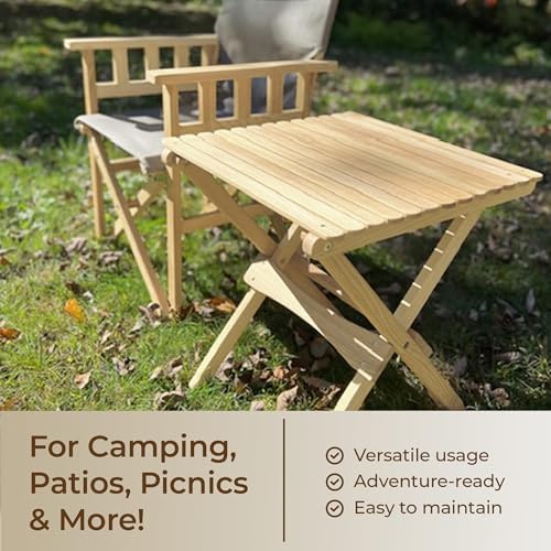 BYER OF MAINE Pangean Folding Wooden Side Table, and Garden Use, Patio - Image 6