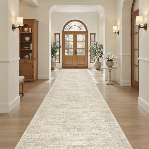Soalmost Washable 3x16 Hallway Runner Rug Non-Slip Kitchen Entry Rugs Beige by Soalmost