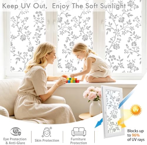 SOMWISE Frosted Window Privacy Film, Day and Night, Static Cling,17.5X 78.5 - Image 5