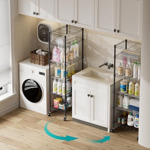 SINGAYE 6 Shelves Storage Shelf Wire Shelving Unit Metal Adjustable Wheels - Image 4