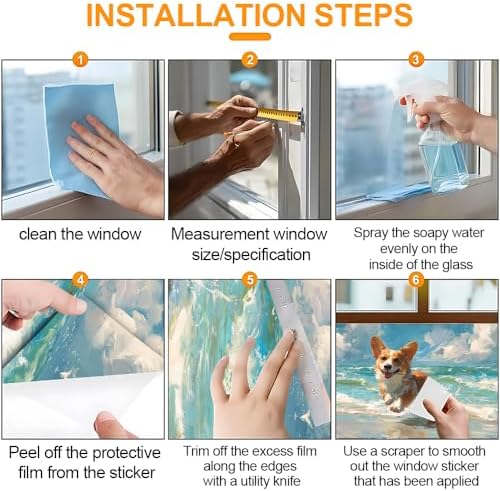 Cmialusie Corgi Beach Window Film 17.3 x 39.3 Inch Cling - Image 6
