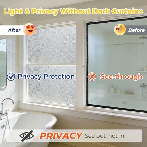 OHTMERU Window Privacy Film Decorative Non-Adhesive, Reusable, Anti-Glare - Image 3