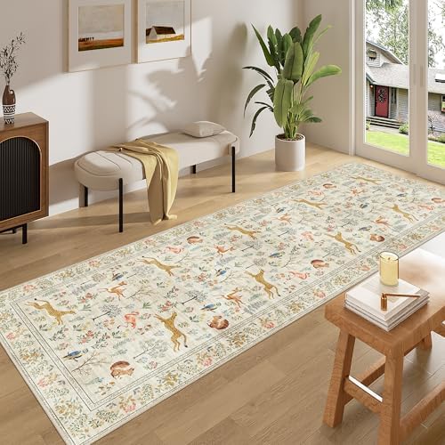 DUKINO 3x8 Runner Rug, Animal Washable Runner Rug for Kitchen, Beige - Image 3