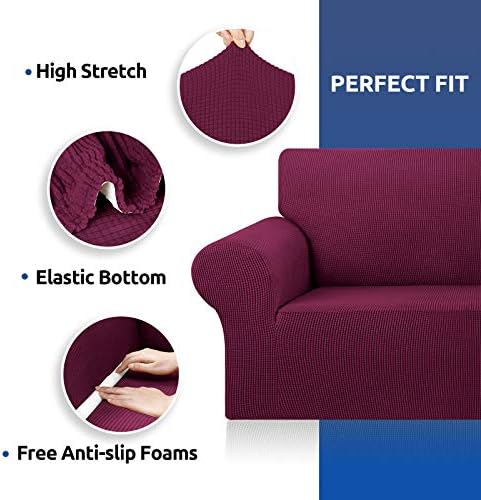 KEKUOU Stretch Oversized Couch Covers for Sofa Slipcover,Wine - Image 5