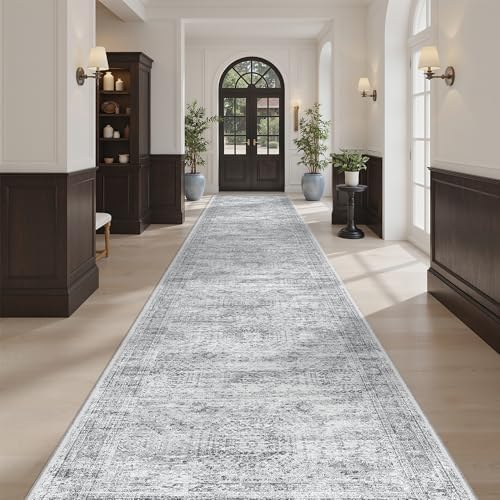 Soalmost Washable Hallway Runner Rug 3x14 Kitchen Entry Rugs Non-Slip, Grey - Image 4