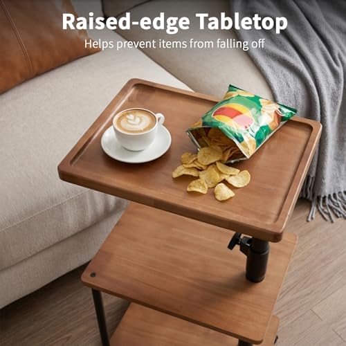 Rolling Side Table with Tray for Living Room, Adjustable Height Swivel End Table for Different Seating Types, Ideal for Couch, Sofa, Recliner and Living Room - Image 4