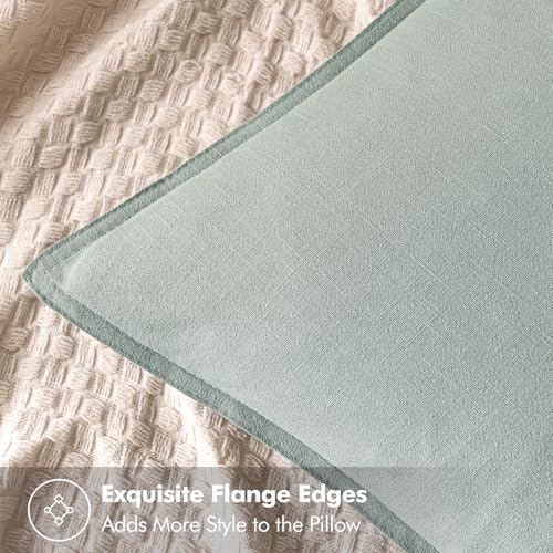 MIULEE Decorative Linen Pillow Covers 18x18 Inch Aqua Green - Image 2