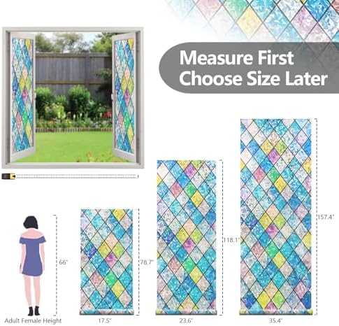 LEMON CLOUD Stained Glass Window Privacy Film Static Cling, 35.4″ x 78.7″ - Image 7