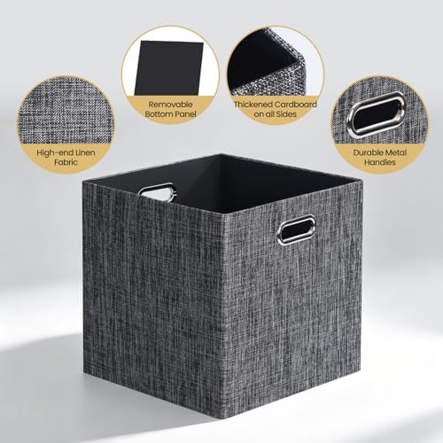 Posprica Fabric Storage Cubes,13×13×13 cube storage bins, Foldable Drawers Baskets Containers for Shelf Cabinet Bookcase,Thick and Heavy Duty (4pcs, Black) - Image 4