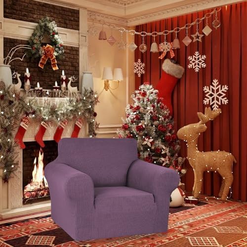 KEKUOU Stretch Chair Sofa Slipcover, Single Couch Cover,Dark Purple - Image 2